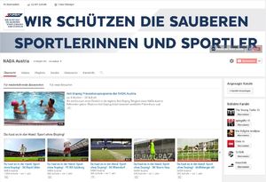 Bild zeigt einen Screenshot der YouTube Seite der NADA Austria